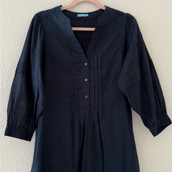 J. McLaughlin Pullover Sabina Cotton Dress Size S Pleated Balloon Sleeves Navy - Picture 5 of 11